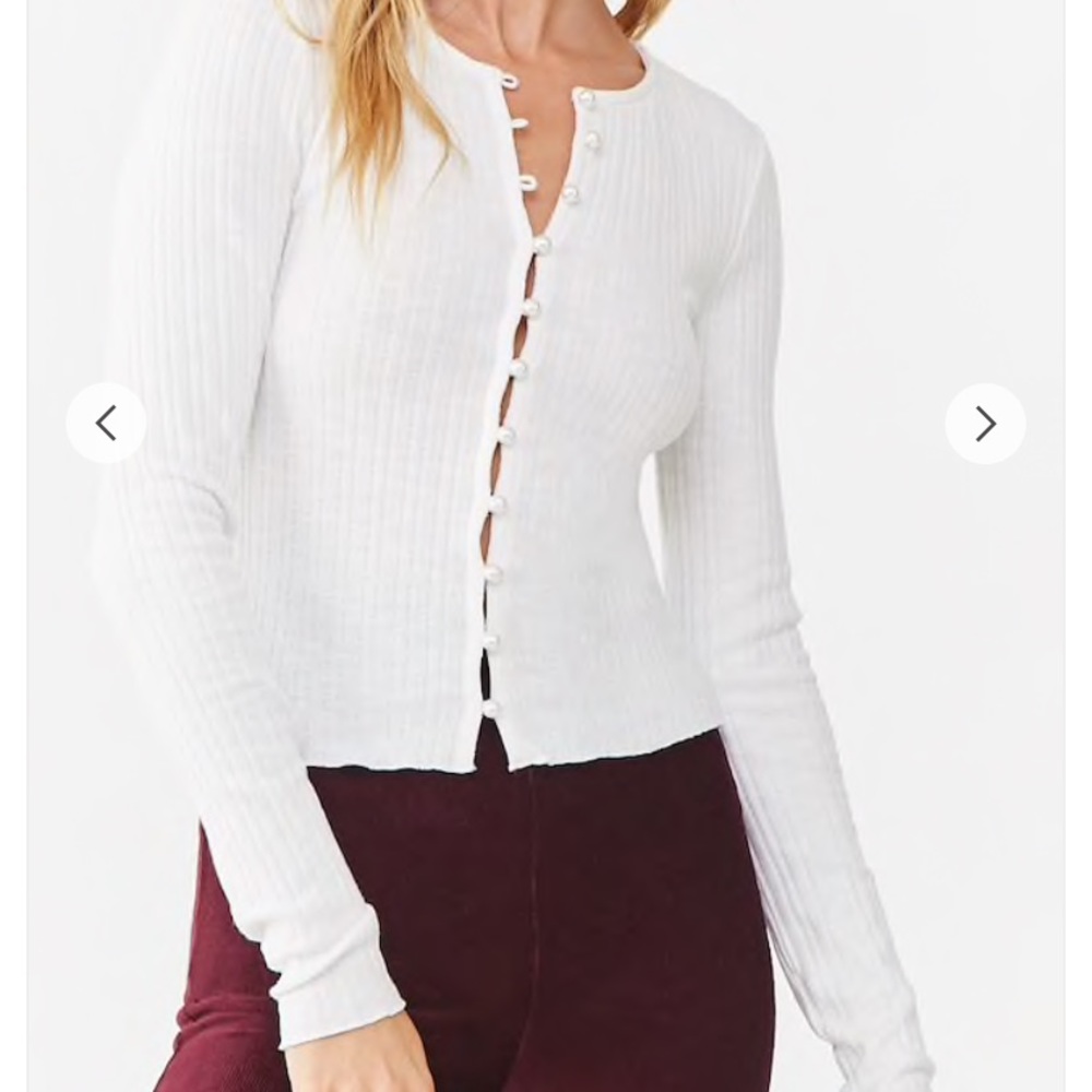 Faux Pearl Ribbed Top - Picture 2 of 4